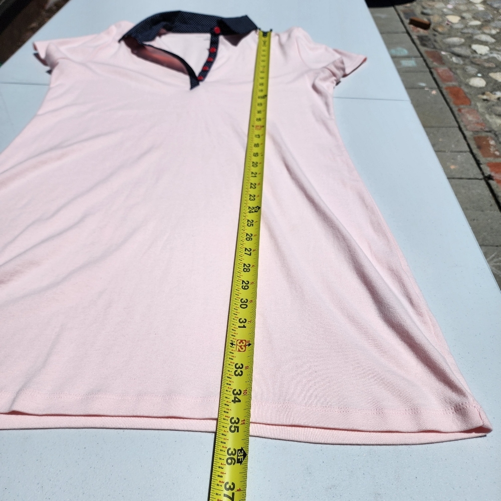 Tommy Hilfiger L pink and blue polkadot collar polo shirt dress Used good - Picture 5 of 6